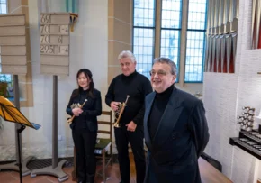 Kirchenmusiker Matthias Dreißig (rechts) am 19. Januar bei seiner Verabschiedung. | Foto: Foto: Matthias Frank Schmidt